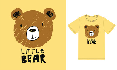 Cute little bear with tshirt design premium vector