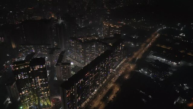 360 shot Diwali drone shot kashimira miraroad thane fireworks  jp infra  night birds eye view