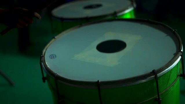 Operating drums in navratrotsav ccloseup view