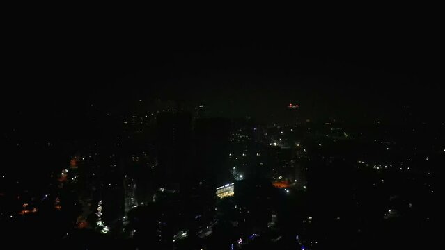 Diwali  night drone shot kashimira miraroad thane fireworks wide to closer.