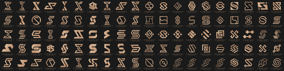 collection abstract letter S logo design. modern logotype S design with gold color. vector illustration
