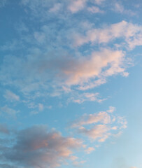 Colorful clouds on the blue sky at sunset