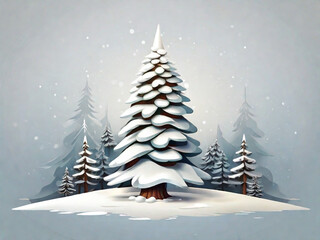 christmas tree in snow