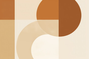 Minimalist Abstract Background with shadow, Beige, Brown White Colour Circles. Desing with Rounds on paper for business card, wallpaper, cover, banner, poster with Beige abstract geometric background.