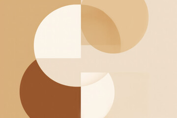 Minimalist Abstract Background with shadow, Beige, Brown White Colour Circles. Desing with Rounds on paper for business card, wallpaper, cover, banner, poster with Beige abstract geometric background.