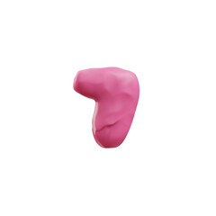 Number one, digit 1 plasticine art, realistic 3D vector cute pink icon