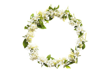 white flowers jasmine local flora arrangement flat lay circle postcard style  - Powered by Adobe