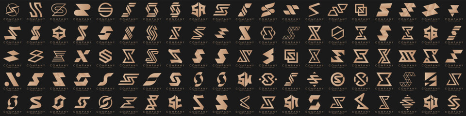 collection abstract letter S logo design. modern logotype S design with gold color. vector illustration