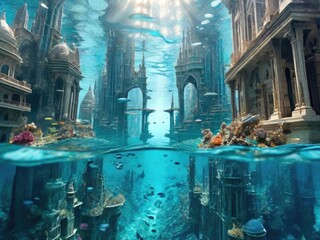 a surreal astral underwater city
