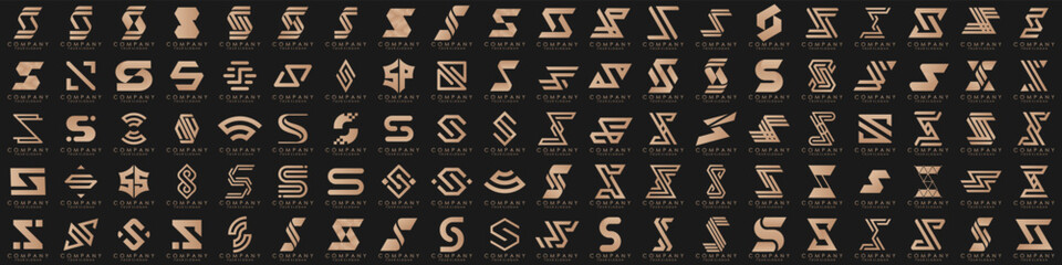 collection abstract letter S logo design. modern logotype S design with gold color. vector illustration