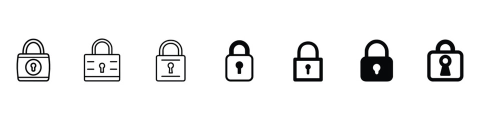 Lock vector icon, Lock Icon,  Security symbol, Locks Icons, Security icons, Keys Icon, lock set icon, open and closed, security line icons. Contains icons digital lock, cyber security