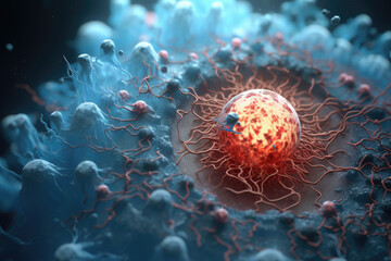 Cancer Cell Dividing in Human Body