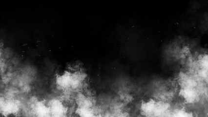 White fog, smoke, smog clouds on black Background - obrazy, fototapety, plakaty