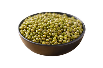 Mung bean seed in black bowl