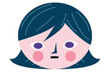 Face of girls story book style icon,girl head emoji personage icon with facial emotions, avatar character, woman wink face with different female emotions concept,pink