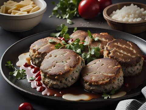Capture the essence of Denmark- Frikadeller in a mouthwatering food photography shot Generative AI