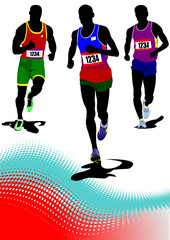 The running man. Track and field. Vector illustration - obrazy, fototapety, plakaty