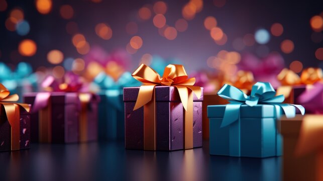 illustration of full frame of colorful gifts with ribbons