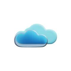 Blue cloud, icon for social design, vector object isolated on white