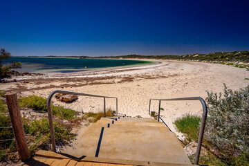 Fototapeta na wymiar Stairs to the beach in Elliston, SA, Australia