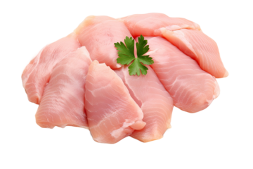 Raw chicken fillets close up isolated on white
