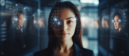 Businesswoman used futuristic business technology.AI generated image