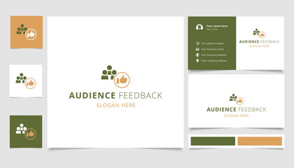 Audience feedback logo design with editable slogan. Branding book and business card template.
