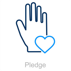 Pledge and heart icon concept