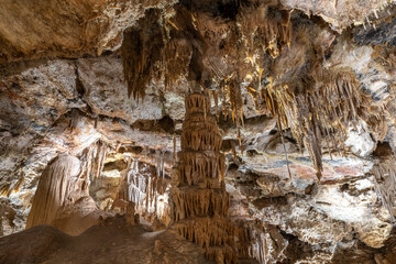 Stalactites of Crystal Grottoes (Grutas de Cristal), Teruel in Spain - 680854596
