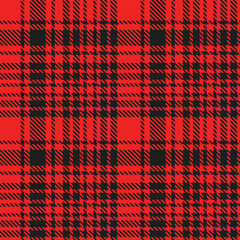Red Black Tartan Plaid Pattern Seamless. Check fabric texture for flannel shirt, skirt, blanket
