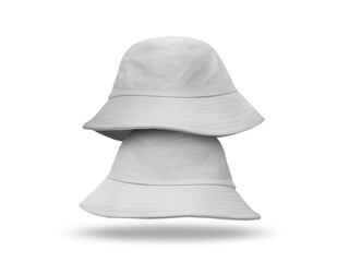 Two white bucket hats Isolated on a white background