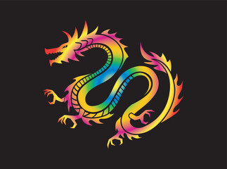 Colorful Chinese Dragon, vector image. Ready to Print