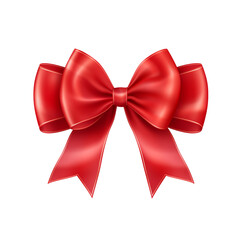 Fototapeta premium Red Ribbon Bow on isolated background,Shiny Elegance for Celebrations and Victories.Created with Generative AI technology.