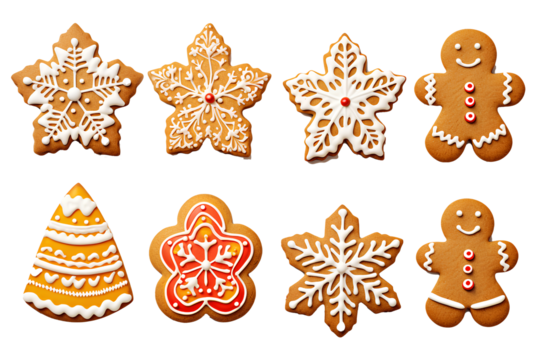 colorful chistmas cookies ,Gingerbread christmas snowflake star santa man tree cookie biscuit, isolated white background