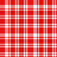 Red White Tartan Plaid Pattern Seamless. Check fabric texture for flannel shirt, skirt, blanket
