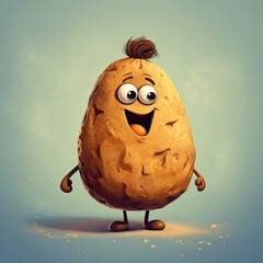 3D Illustration of potato character that is drawn in cartoon style, AI Generated