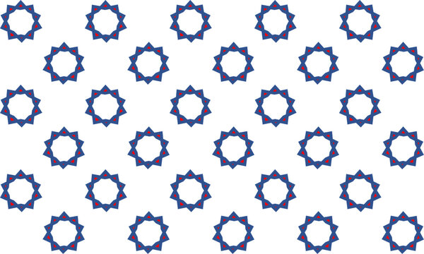 Blue sun star repeat pattern, replete image, design for fabric printing or wallpaper, repeat patter print