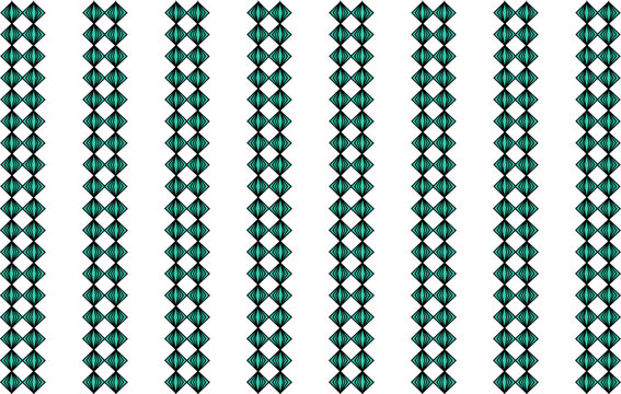 Retro Green diamond pattern from triangle seamless style replete image design for fabric printing, t-shirt screening print,column vertical strip