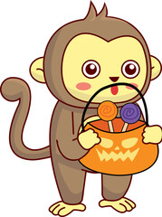 Monkey with Pumpkin Bag