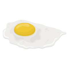 Fried egg with one yolk side view. illustration on a white background