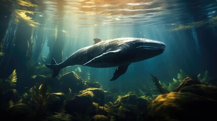 A whale in the forest, Underwater.