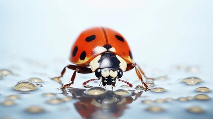 close-up portrait of ladybug against white background, AI generated, background image