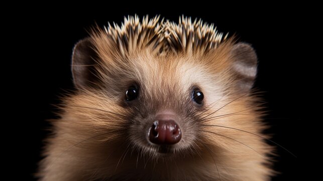 close-up portrait of Hedgehog against white background, AI generated, background image