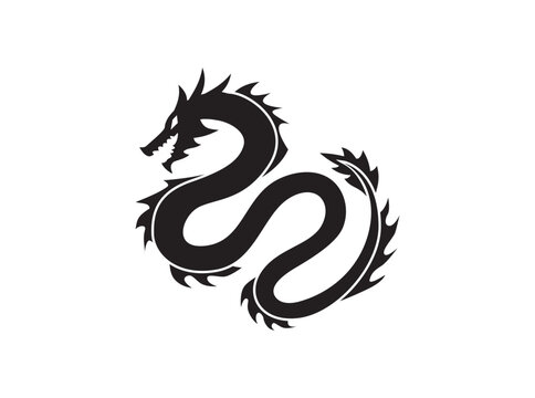 Chinese Dragon icon vector in black and white colors