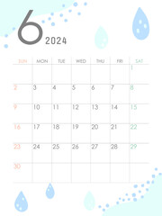 2024年6月の書き込み式カレンダー