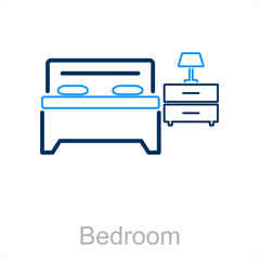 Bedrooma nd bed icon concept