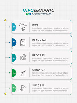 Timeline Creator infographic template. 5 Step timeline journey, calendar Flat simple infographics design template. presentation graph. Business concept with 5 options, gantt vector illustration.	