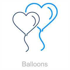 Balloons and celebrate icon concept 