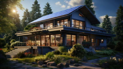 Fototapeta na wymiar homes with solar panels on the roof
