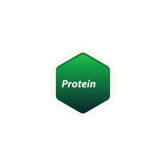 Protein symbol label vector, hexagon shape with text, Suitable for health product packaging.